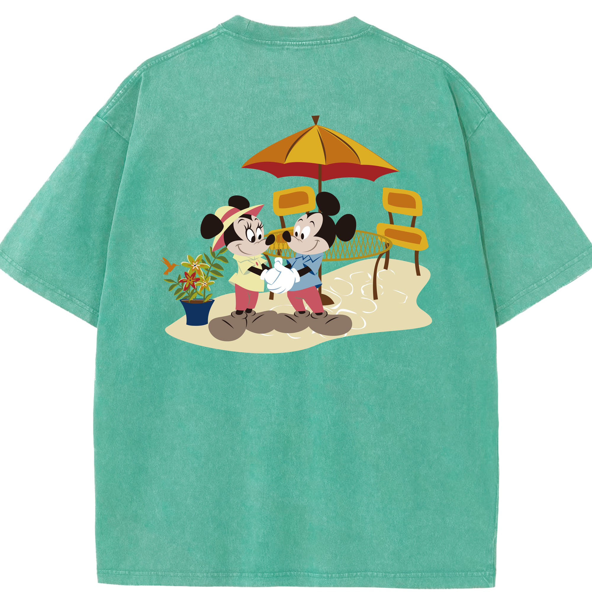 （画像用） ミッキーマウス Mickey Mouse 綿100% ヴィンテージ風 半袖Tシャツ（背面プリント）